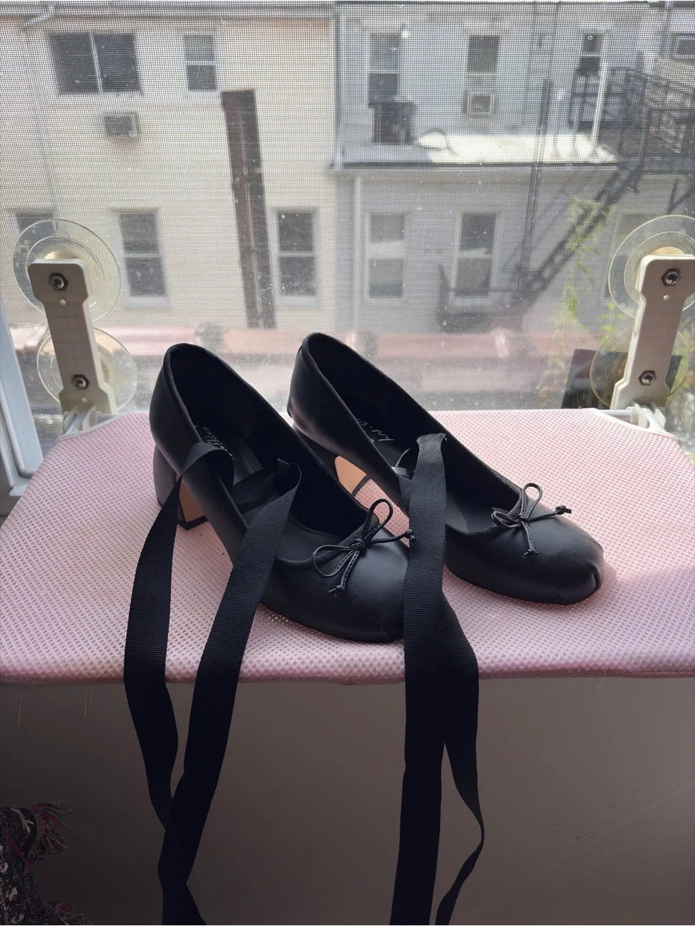 Sam Edelman Della Black Nappa Leather Ballerina Heels